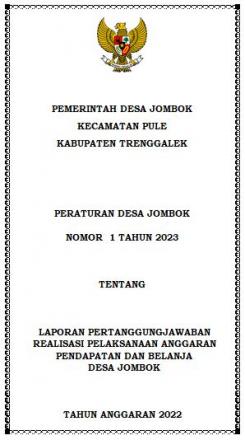 PERDES NOMOR 1 TAHUN 2023 TENTANG LPJ REALISASI PELAKSANAAN APBDES TAHUN ANGGARAN 2022