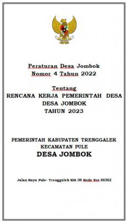 PERDES NOMOR 4 TAHUN 2022 TENTANG RKPDESA JOMBOK TAHUN ANGGARAN 2023