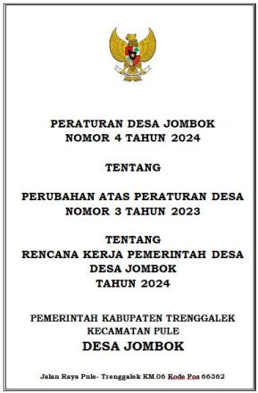 PERDES NOMOR 4 TAHUN 2024 TENTANG PERUBAHAN RKPDESA TAHUN 2024