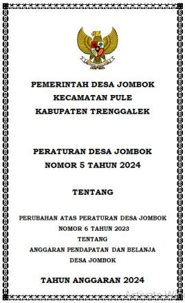 PERDES NOMOR 5 TAHUN 2024 TENTANG PERUBAHAN APBDESA TAHUN 2024